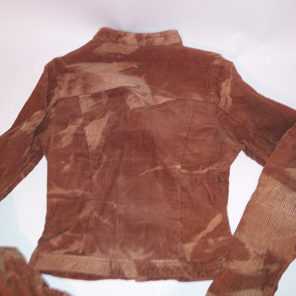 Fubu Jacket Women Small Corduroy Y2K Brown Tan Zip Up Pit to‎ Pit 17" Length 18" - Picture 12 of 12
